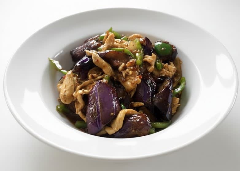 Eggplant with Basil Leaves
