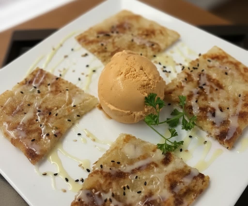 Sweet Roti Pastry and Thai Tea Ice Cream