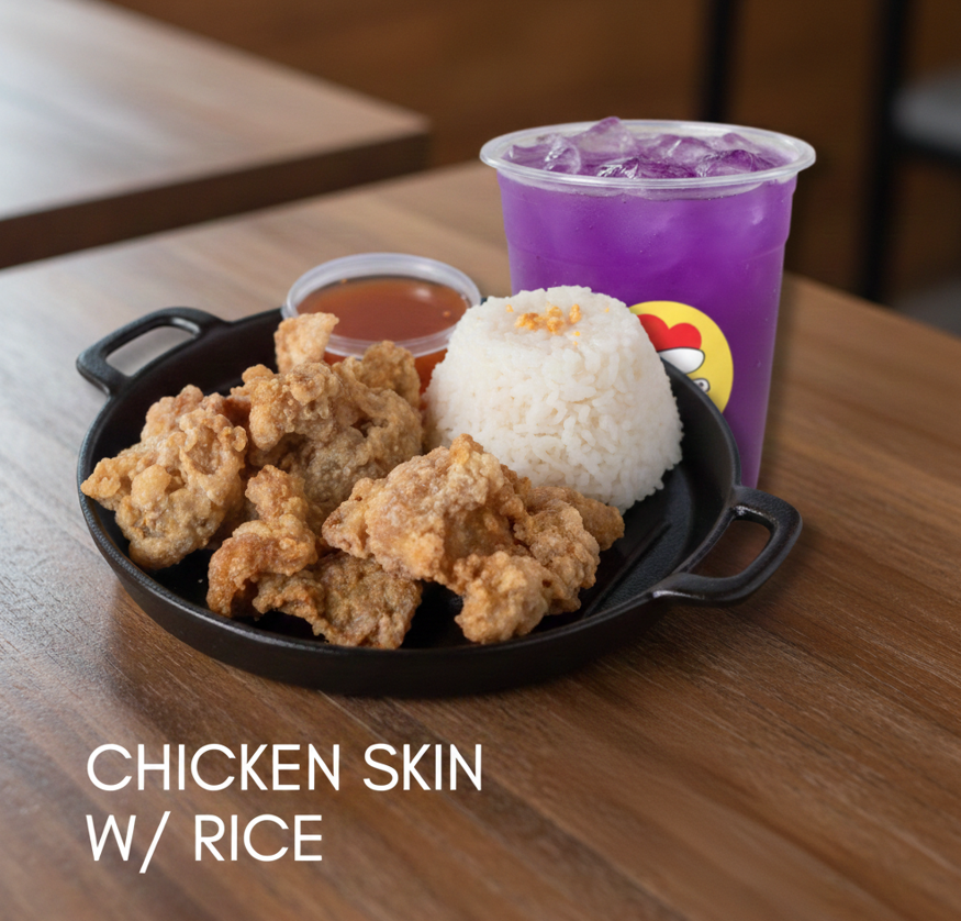 Chicken Skin with Rice - With Drink