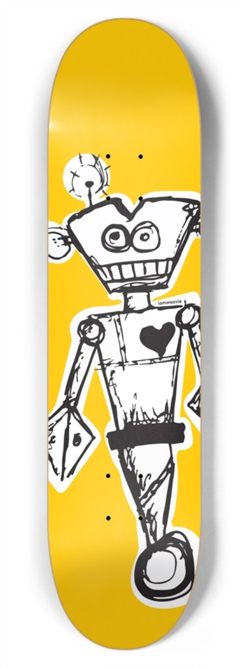 Apprehensive Robot skateboard deck design
