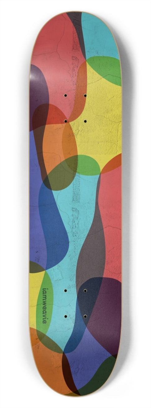 Colorful Concrete Camo skateboard deck design