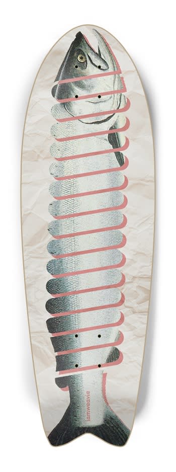 Springer Salmon fish-tail skateboard deck design