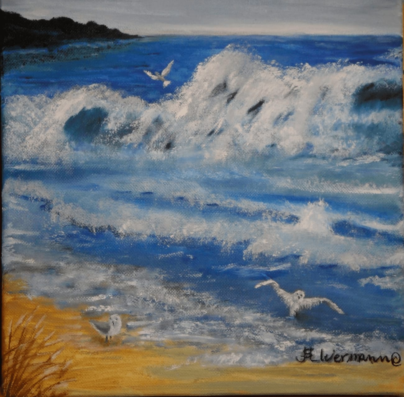 Seagulls & Waves, a painting by JLS Wermann