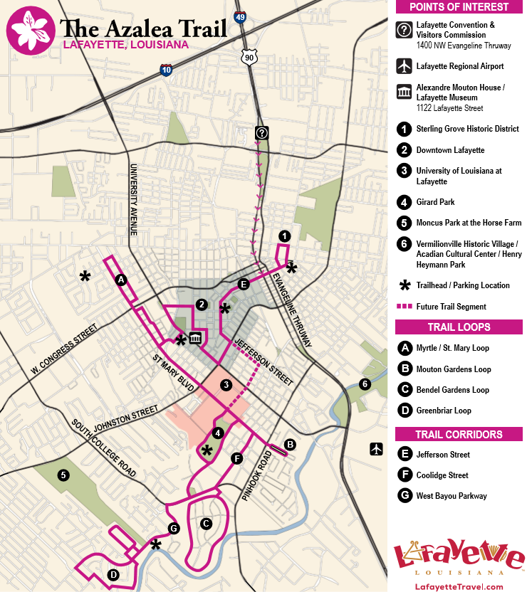 Lafayette, LA Azalea Trail Map & Info Lafayette Trip Ideas