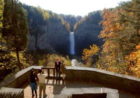The 215 foot high Taughannock Falls, which is the middle of three falls, located in the gorge of Taughannock Falls State Park about 8 miles north of Ithaca. (Credit: NYS Office of Parks, Recreation and Historic Preservation)