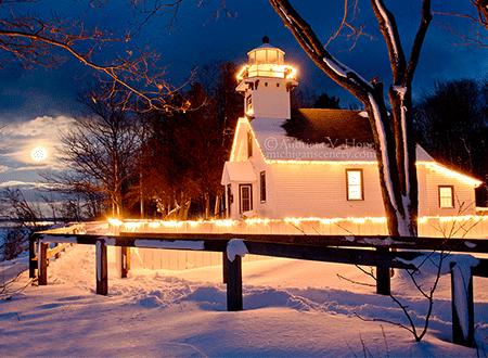 Winter Moon at Mission Point