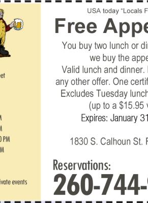 free dinner coupon