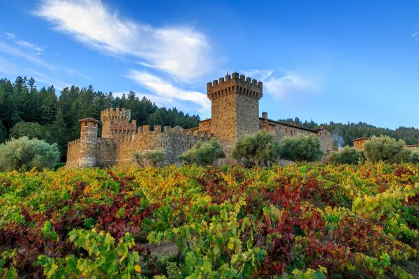 Castello di Amorosa winery in Napa Valley in autumn