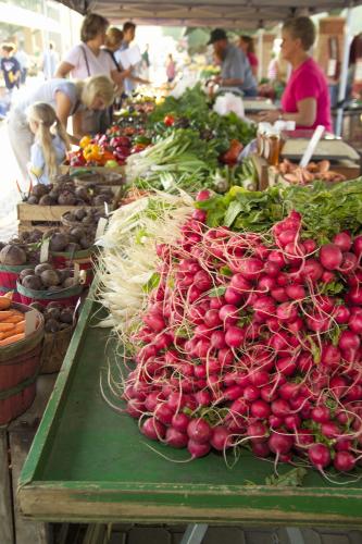 Shoppers at the Holland Farmers Market in Holland, Michigan