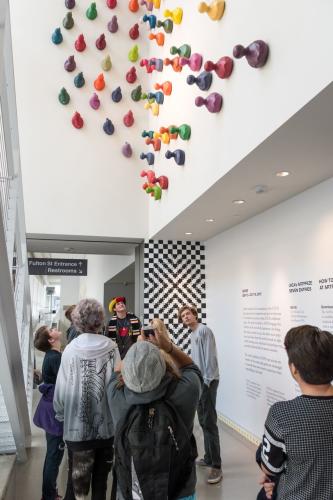 Crowd viewing The Great Race piece by Michael Peoples at ArtPrize 2016
