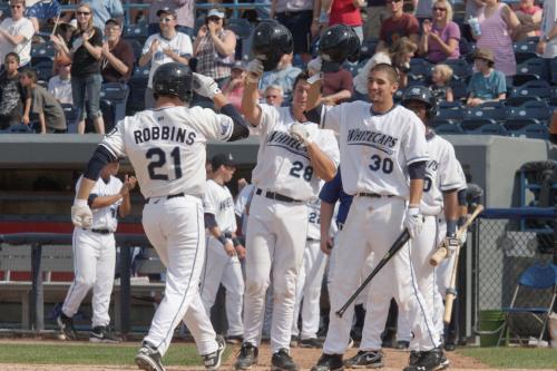 West Michigan Whitecaps players on the field