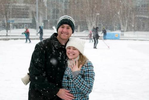 Engagement at Rosa Parks Circle in Grand Rapids