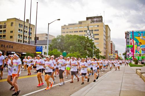 Runners during the Grand Rapids Color Run in Michigan