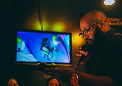 Poet at Stella's Lounge in Grand Rapids