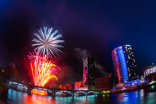 July 4th fireworks celebration in Grand Rapids