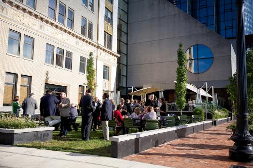 JW Marriot's six.one.six outside patio in Grand Rapids