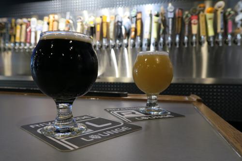 Beer on a table in Riverside Lounge in Grand Rapids, Michigan