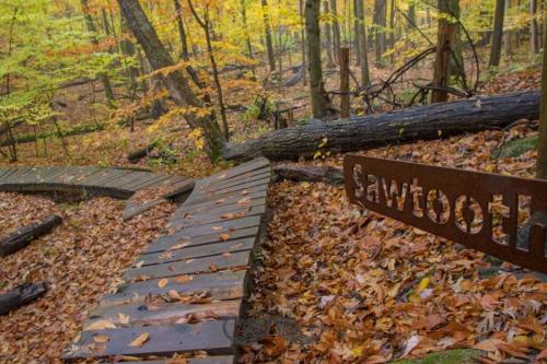 Merrell Trail Sawtooth sign in West Michigan