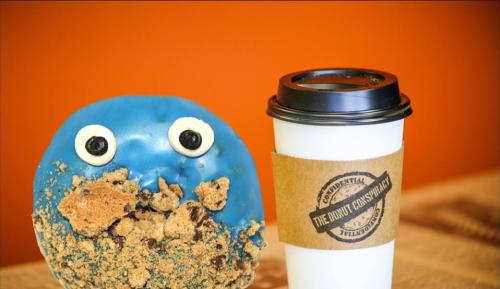 Doughnut and coffee at The Donut Conspiracy in Grand Rapids
