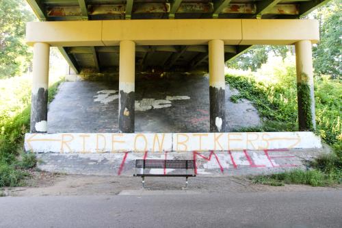 Grafitti on bridge along the White Pine Trail