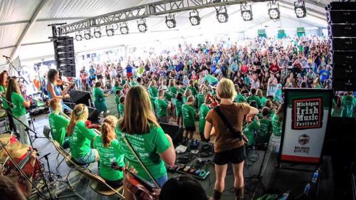 Musicians performing for crowd at Michigan Irish Music Festival