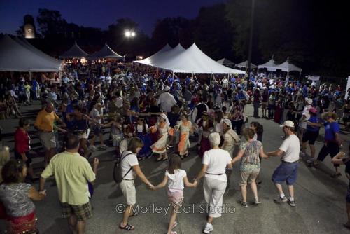 Crowd dancing at Greek Festival in Grand Rapids, Michigan