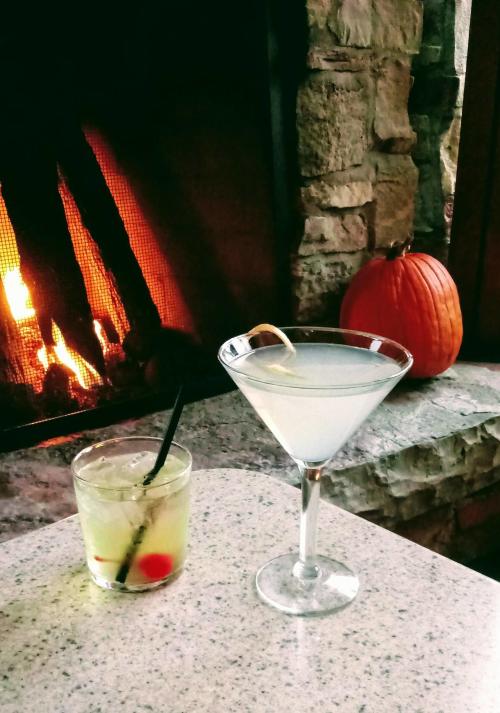 Ginger Whiskey Sour and The Cure Martini cocktails at Rose's on Reeds Lake in Grand Rapids