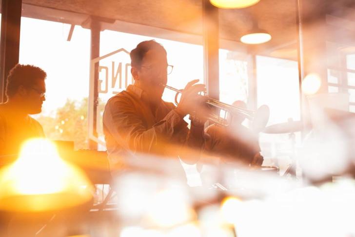 Musicians at Long Road Distillers in Grand Rapids