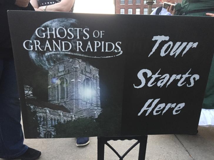 Ghosts of Grand Rapids tour sign