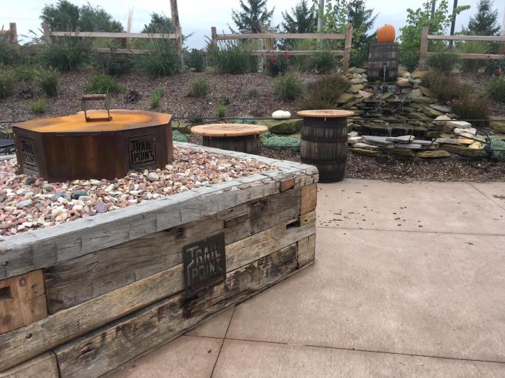 Heaters and firepits at Trail Point Brewery in Allendale, Michigan