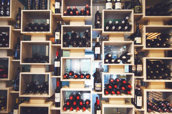 Wine display at Aperitivo in Grand Rapids, Michigan