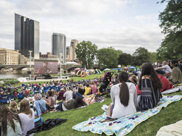 Audience at the Movies in the Park event in Grand Rapids