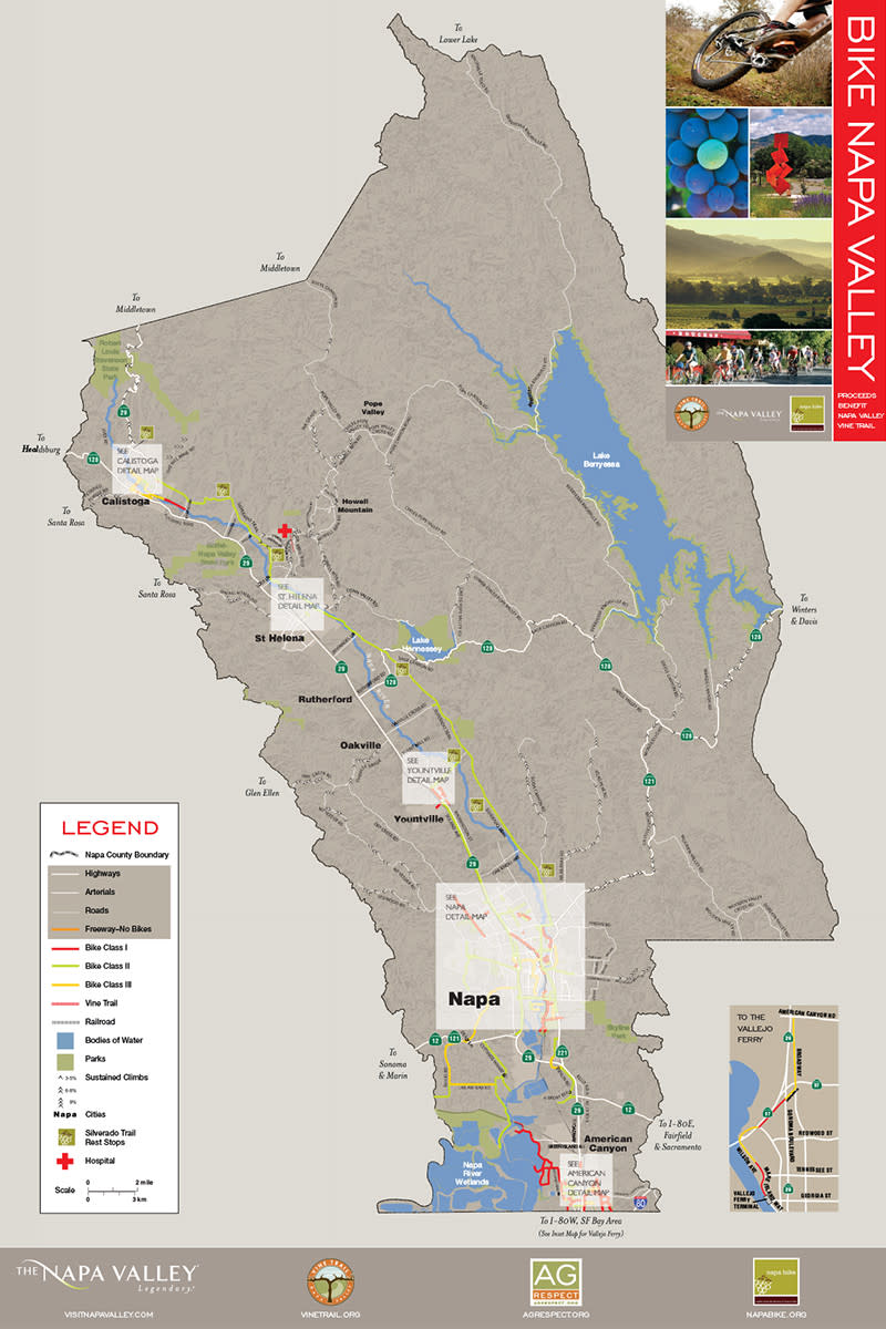 Napa Valley Bike Map Recreation & Napa Valley Vine Trail