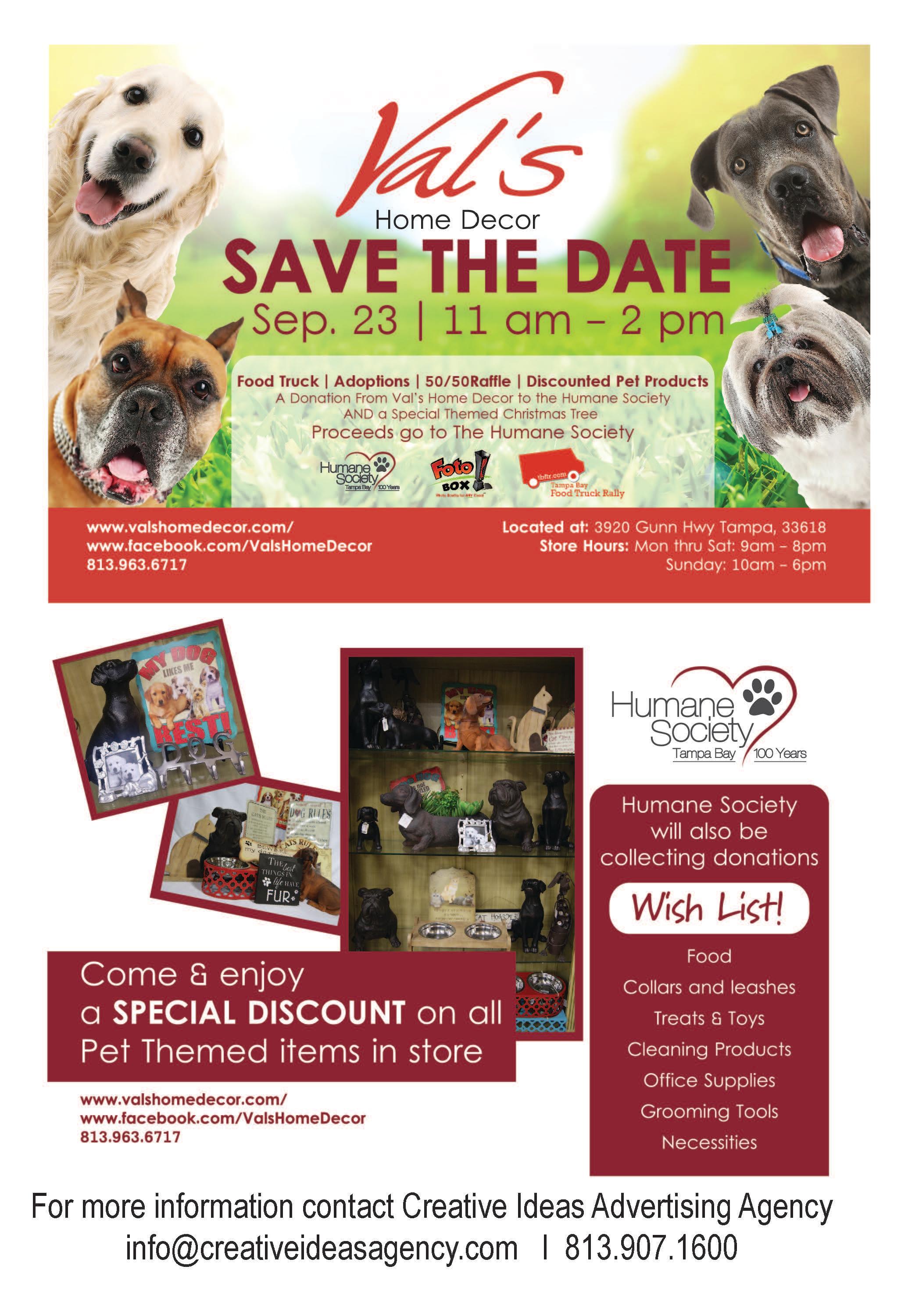 Val's Home Decor Humane Society Fundraiser