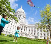 Flying Kites on Capitol Square