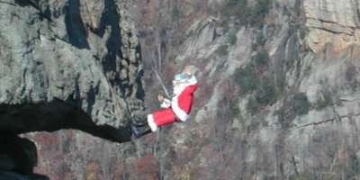 Santa Climbs Chimney Rock on Dec. 5 and 12