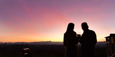 Couple at Sunset Terrace at the Omni Grove Park Inn