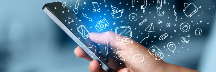Phone with drawn icons Smart phone with drawn icons
