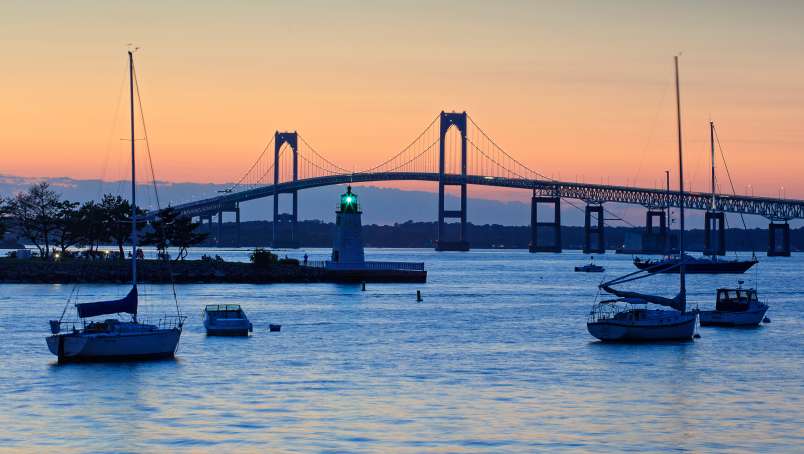 Goat Island Lighthouse And Bridge -Newport -Newport