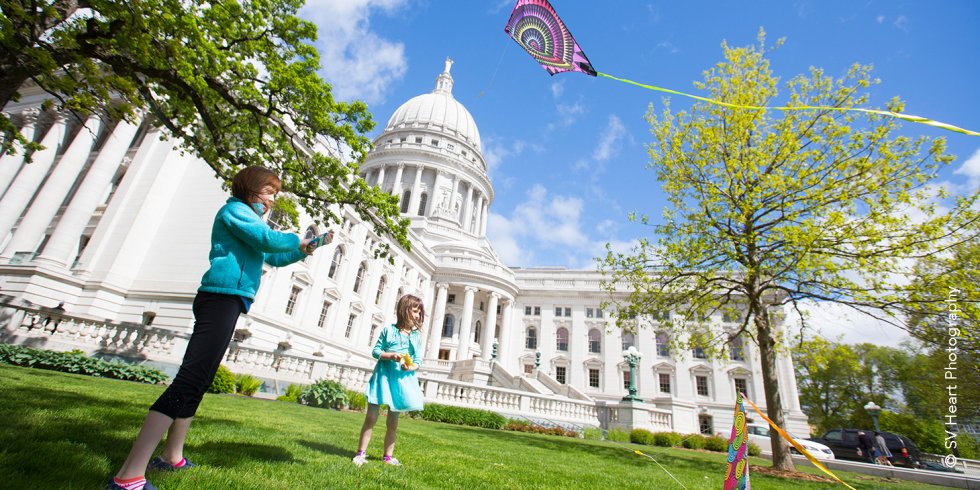 Flying Kites on Capitol Square