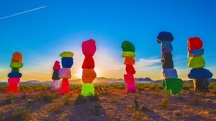 Ugo Rondinone's "Seven Magic Mountains" near Las Vegas, Nevada
