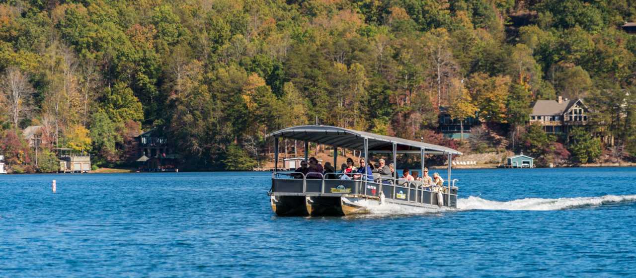 Fall color boat tour on Lake Lure}