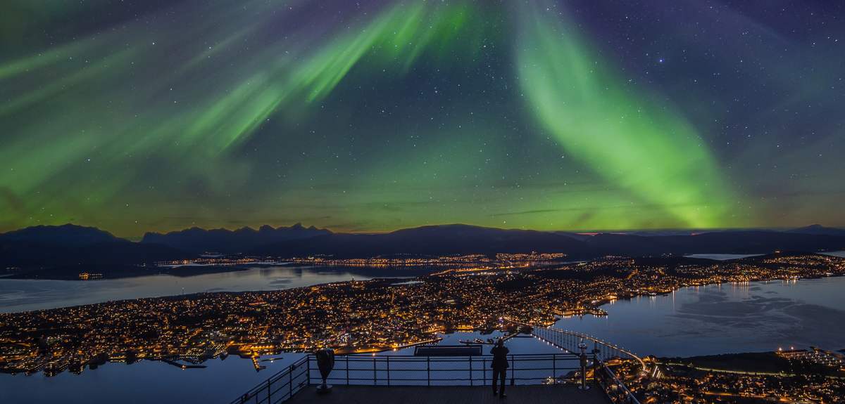 Northern lights over Tromsø city centre