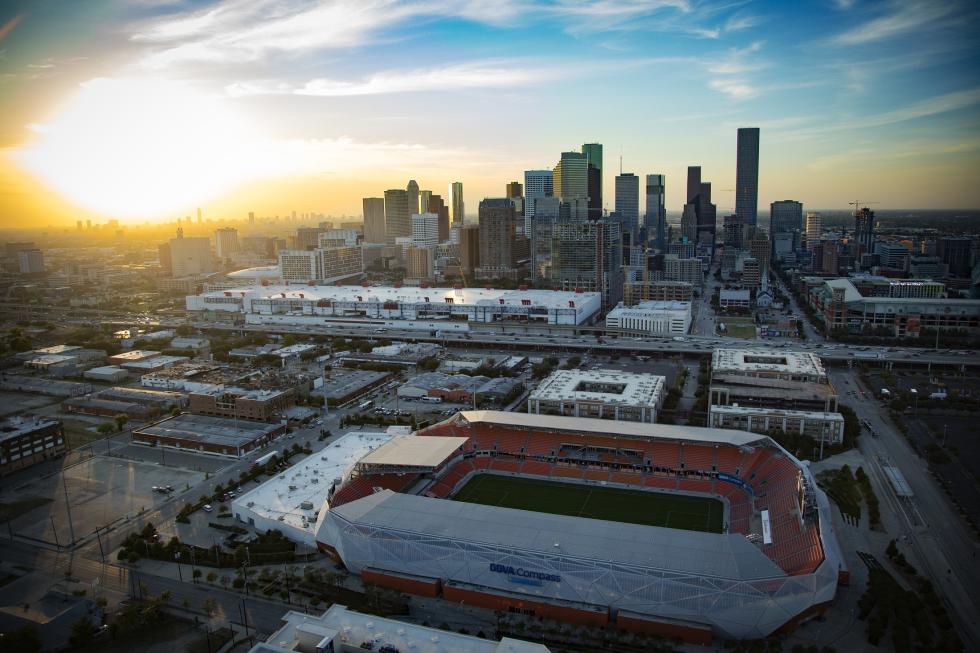 Houston Skyline Dynamo Stadium at Dusk Houston Skyline Dynamo Stadium at Dusk