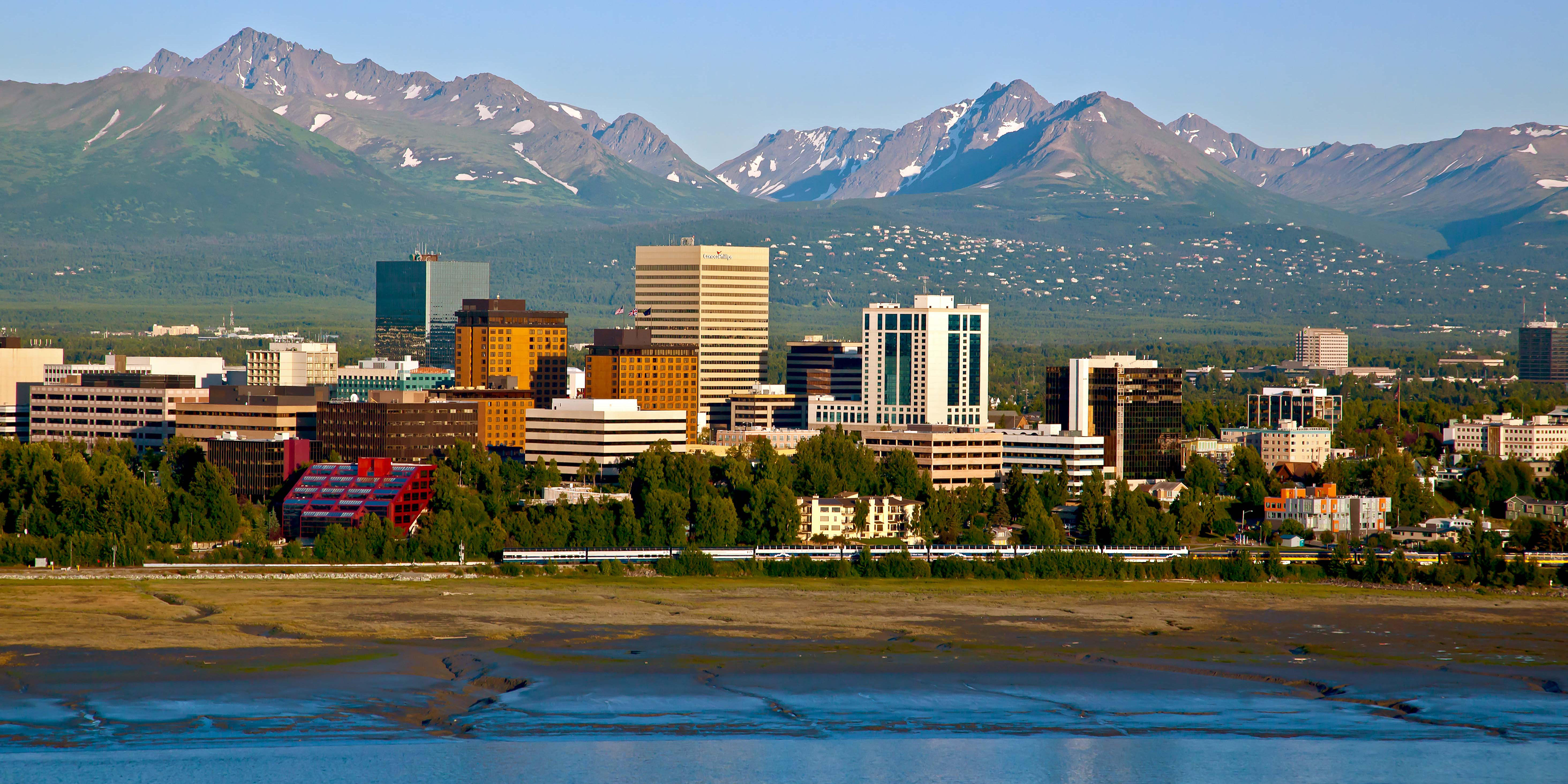 Anchorage skyline with the Chugach Mountains