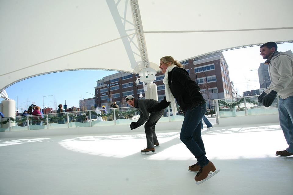 People ice skating at the MetroParks Ice Rink