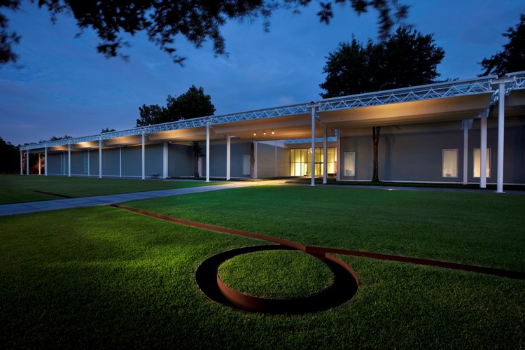 Lawn and patio at Menil Collection, Houston