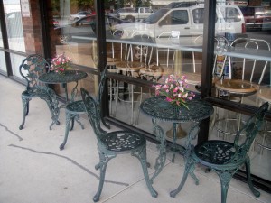 Both indoor and outdoor seating at the Cookie Cottage, when weather permits.