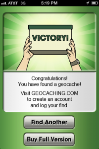 Geocaches_Victory Message