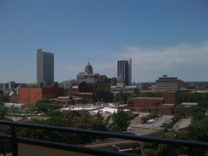 Downtown Fort Wayne as seen from Three Rivers Luxury Apartments